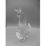 signed glass cat 14cm tall