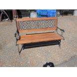 Garden Bench cast iron and wood 50 inches wide 33 tall