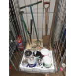 Stillage of Garden Tools , Paint , Wire Netting , Dinghy etc etc from house clearance ( stillage not