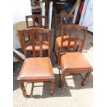 4 Oak Dining Chairs with lift out seat pads