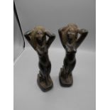 Carved Naked Lady Bookends 10 inches tall