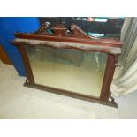 Edwardian Mahogany Over mantle Mirror 39 inches wide 33 tall