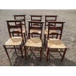 6 chapel chairs with rush seats
