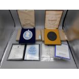Cased Wedgwood Portrait Medallions Lord Byron no 259 of 500 , Lord Denning no 87 of 500 , Earl