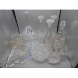 Assorted Decanters Glasses etc ( one decanter a/f )