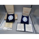 4 Cased Wedgwood Portrait Medallions Sir Winston Churchill no 432 of 1000 , George Stubbs no 725