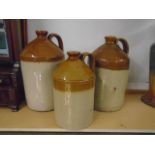 3 pottery flagons 16,15 and 13" tall