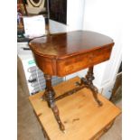 Victorian Sewing / Games Table on Porcelain Castors 24 x 16 inches 28 tall ( missing fitted interior