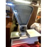 Large Avery White enamelled shop scales