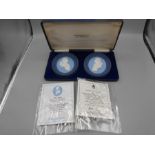 Cased Pair of Wedgwood Portrait Medallions of Josiah Wedgwood and Thomas Bentley number 191 of 250