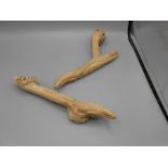 2 Carved Wooden Lizards ( longest 11 inches )