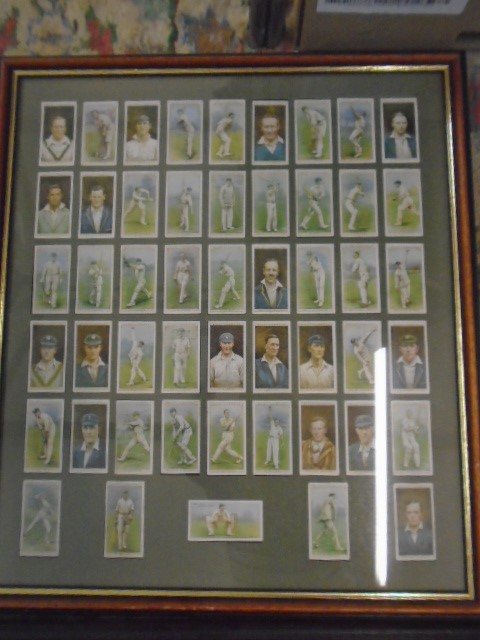 Framed cigarette cards cricketers