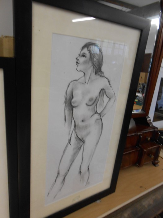 2 Charcoal Sketches of Nudes . Seated one 12 x 8 1/2 inches Standing one 9 x 18 inches - Image 2 of 2