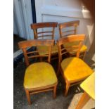 Vintage yellow Formica kitchen table and 4 chair frames