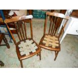 2 Edwardian Mahogany Stick Back Chairs for reupholstering