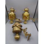 3 brass ships oil lamps