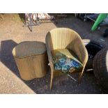 Lloyd loom chair and linen bin