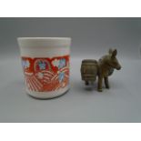 Mary Quant mug and pewter Irish donkey with salt and pepper paneers