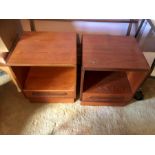 Retro pair of vintage teak bedside cabinets manufactured by G-Plan designed as part of the '