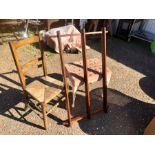 Bobbin leg rush seat chair , wall mounted plate rack and stool for reupholstering