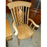 Slat Back Armchair 14 inches seat height 42 tall 14 between arms