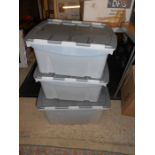 3 plastic storage boxes