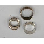 3 Silver Napkin Rings 43 grams