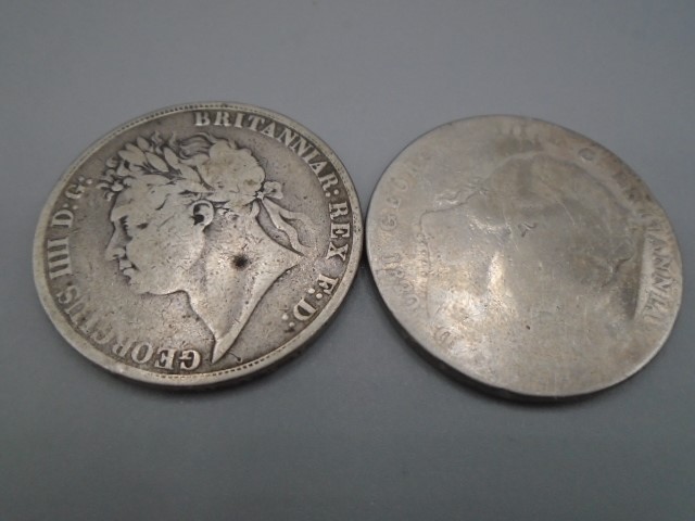 Geo 1V crown 1822 x2 one very worn - Image 2 of 2