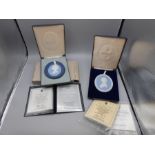 4 Cased Wedgwood Portrait Medallions Princess Anne Marriage 1973 no 1226 0f 2000 , Princess Margaret