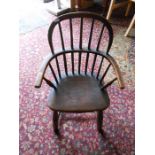 Antique Childs Windsor Chair seat 14 inches wide 10 deep 13 tall overall height 27 inches tall