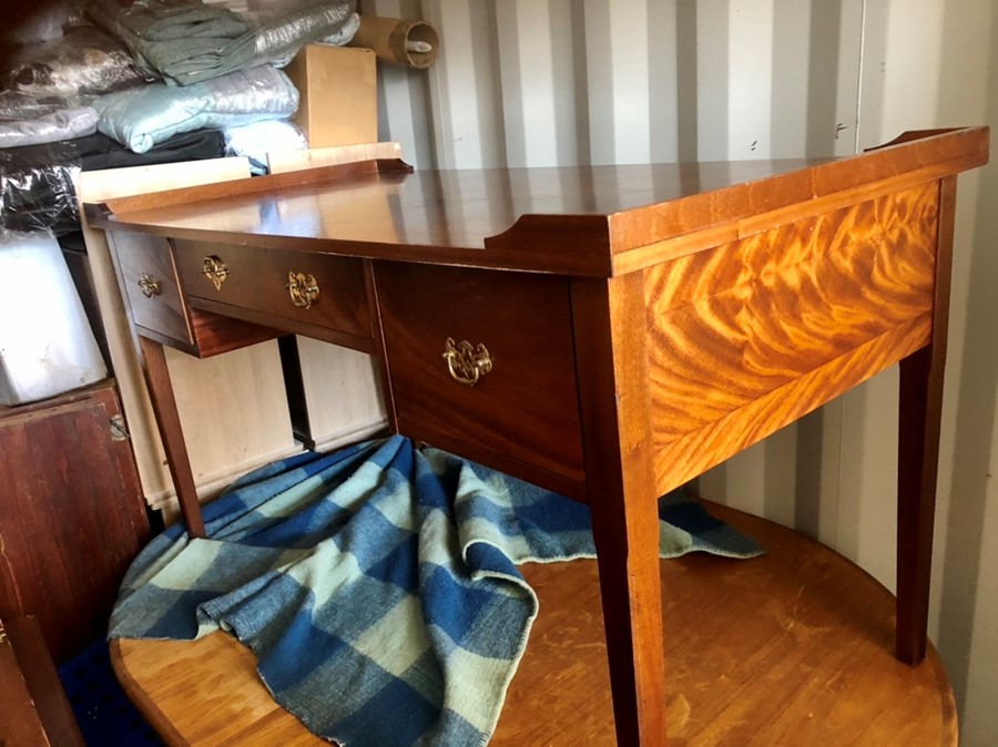 Modern mahogany partners desk ( one piece , dummy drawers one side ) 140 x 70 cm 74 cm tall
