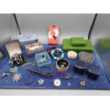 Costume jewellery, cufflinks and some empty boxes and trinket pots