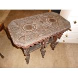 Antique Carved Hardwood Table 27 x 15 inches 26 tall
