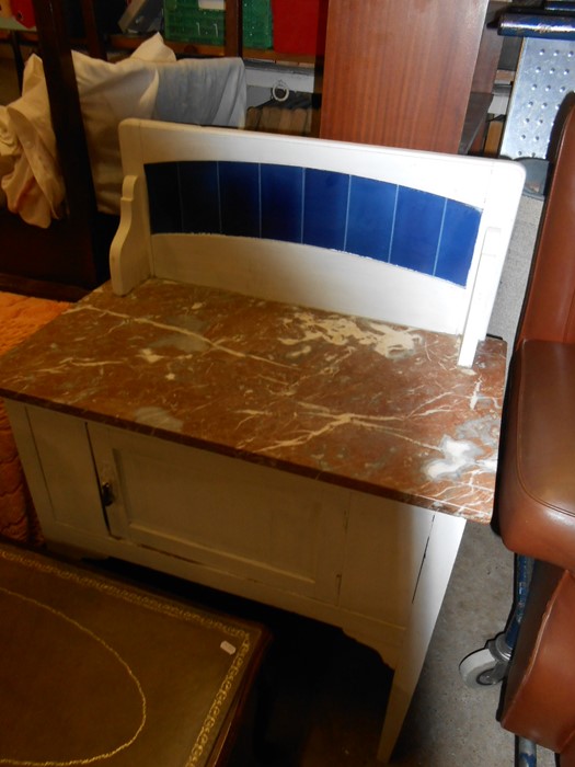 Marble Top Washstand with tile back