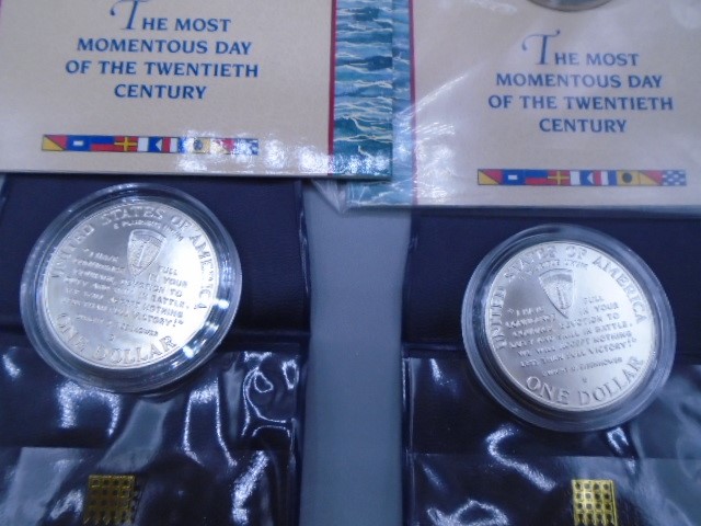 D day coins 2 x £2 Alderney and 2 x one dollar coins - Image 2 of 2