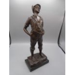 Bronze whistling boy 14" tall