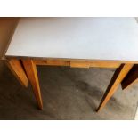 Vintage Formica drop leaf table, 2 stools for reupholstering and chair for reupholstering