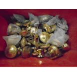 box of 12 heavy brass door knobs