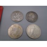 3 crowns Georgian and Victorian dated 1819, 1820, 1893 and a 1922 peace dollar