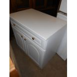 White Formica Cupboard with top 52 cm deep 80 cm wide 80cm tall