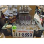 glassware, model ships and an American number plate