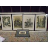 Cathederal prints x 4 plus a print of horses ploughing