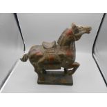 Carved Chinese style horse base 8 inches long overall height 12 inches