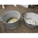 Galvanised Pail , Jam pan , pot and terracotta flower pot