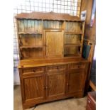 Modern pine dresser 54 inches wide 71 tall base 18 deep ( one back foot missing)