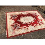 Modern red patterned rug 6 x 4 ft