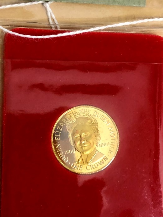 Queen Mother "crown" Isle of Man pobjoy 375 gold proof - Image 2 of 2