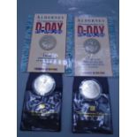 D day coins 2 x £2 Alderney and 2 x one dollar coins