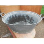 Vintage Galvanised Bath in water tight condition 22 x 16 inches at top 10 inches tall