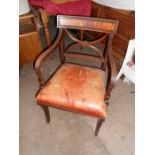 Vintage Leather Seated Carver Chair ( a/f )